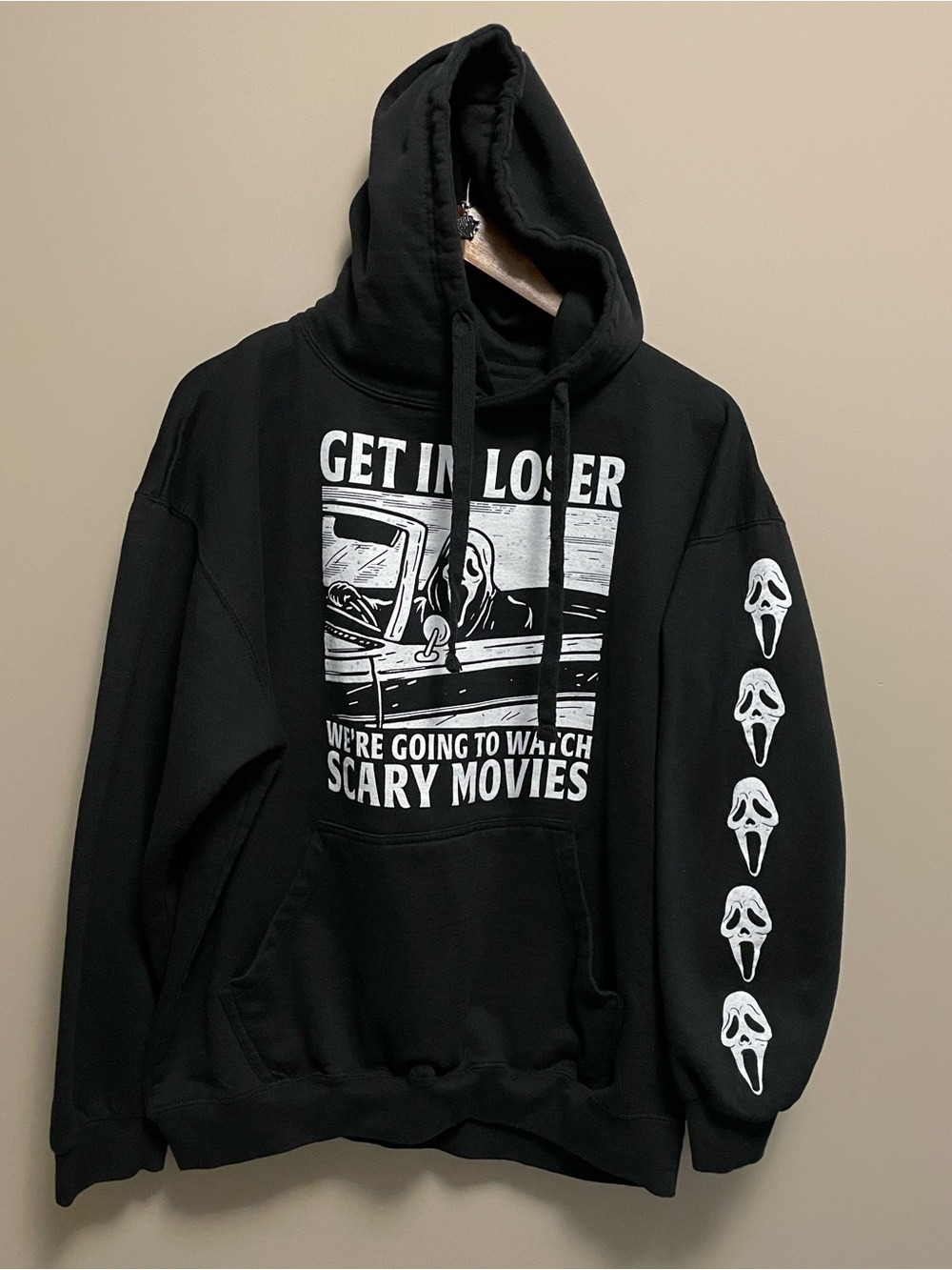 Ghost Face Get In Loser Black Graphic Hoodie Scream Movie Men Women XL